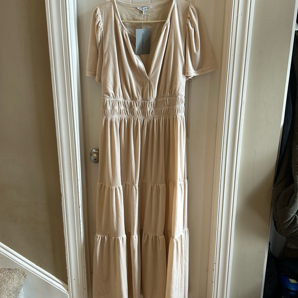 See and Be Seen velvet tiered maxi dress